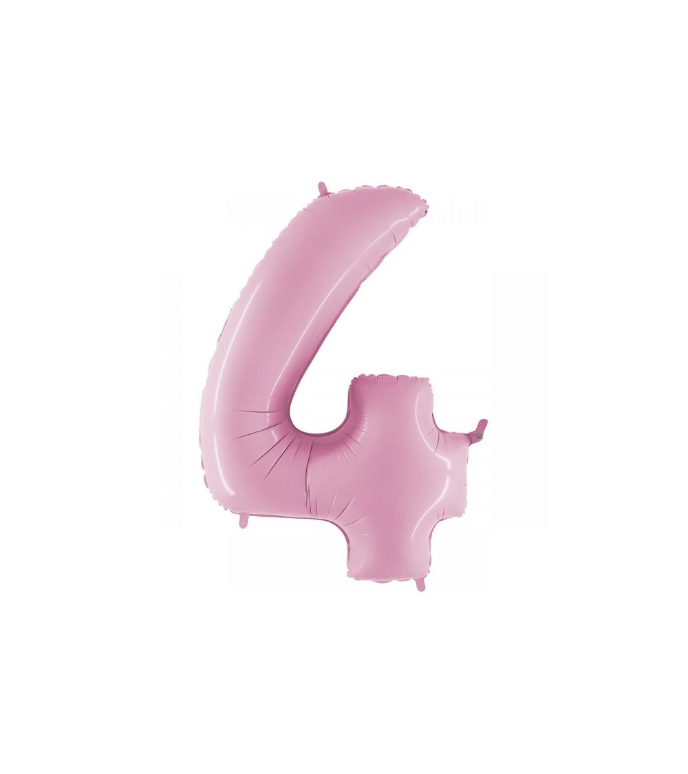 Ballon gonflable aluminium numéro quatre rose pastel matte